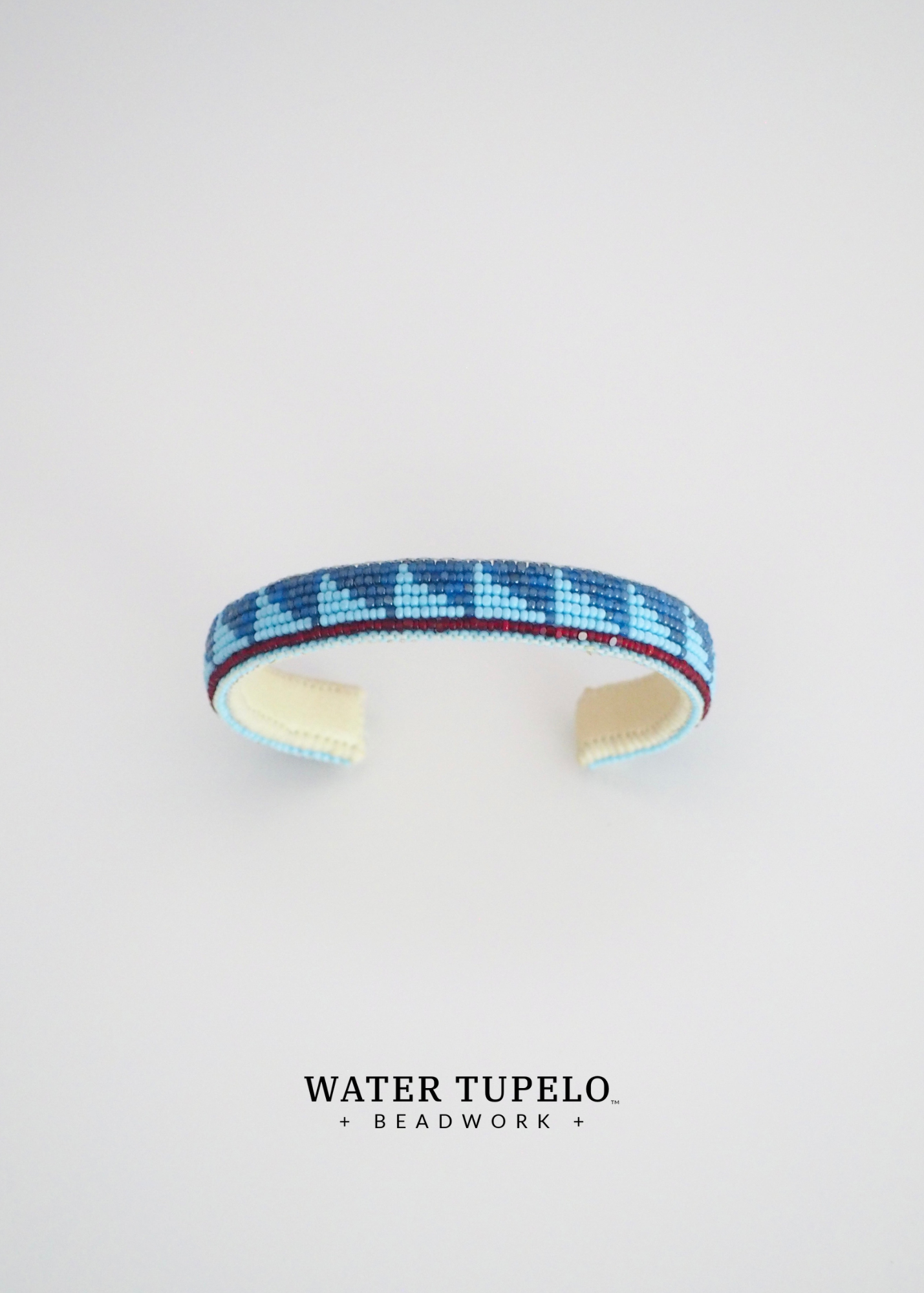 Beaded Cuff Bracelet - Moving Mountains - Opal Denim Blue & Sky Blue