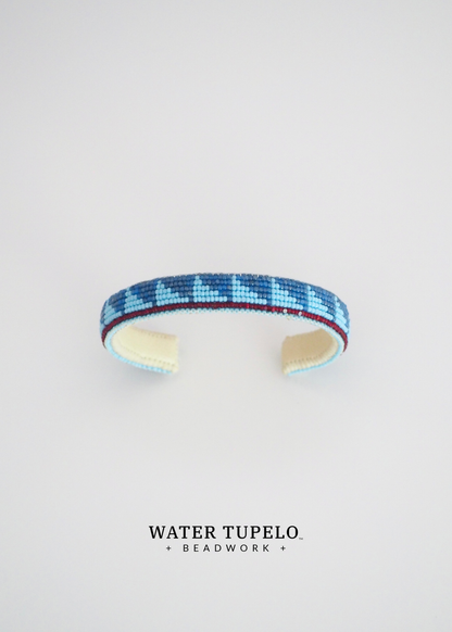 Beaded Cuff Bracelet - Moving Mountains - Opal Denim Blue & Sky Blue