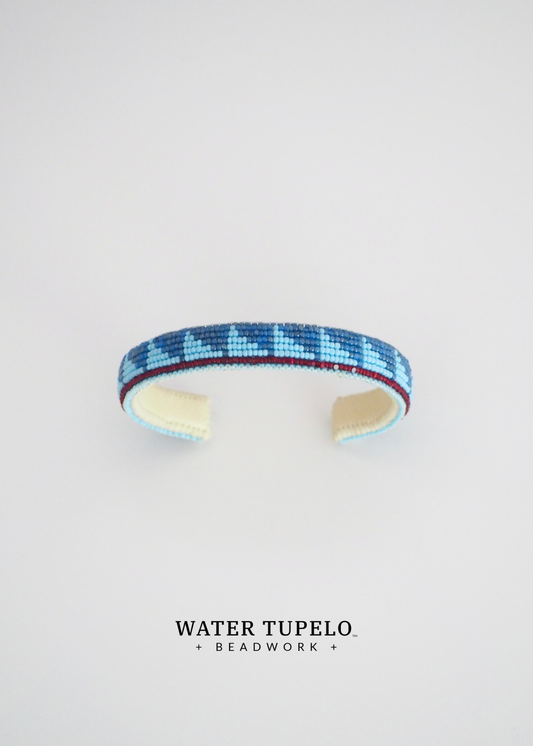 Beaded Cuff Bracelet - Moving Mountains - Opal Denim Blue & Sky Blue
