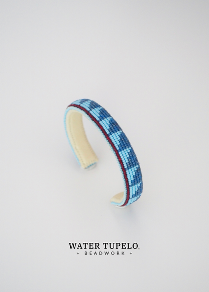 Beaded Cuff Bracelet - Moving Mountains - Opal Denim Blue & Sky Blue