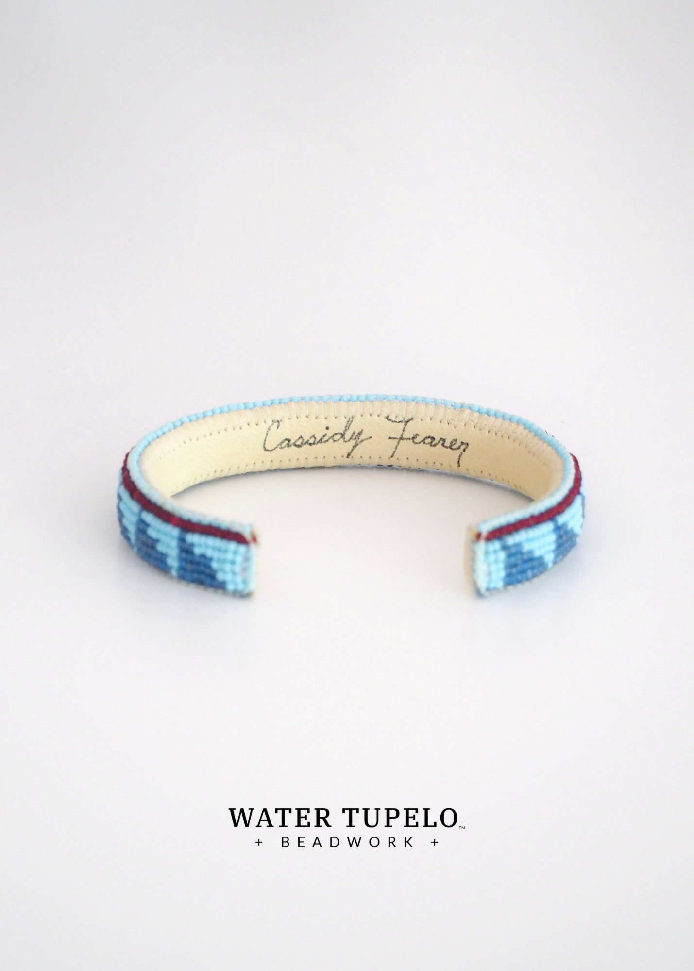 Beaded Cuff Bracelet - Moving Mountains - Opal Denim Blue & Sky Blue
