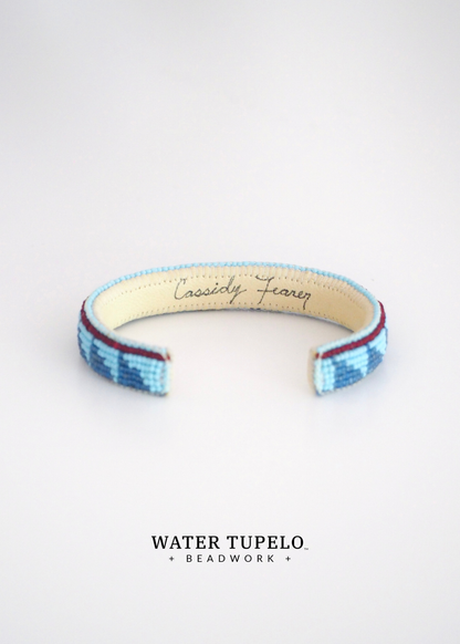 Beaded Cuff Bracelet - Moving Mountains - Opal Denim Blue & Sky Blue