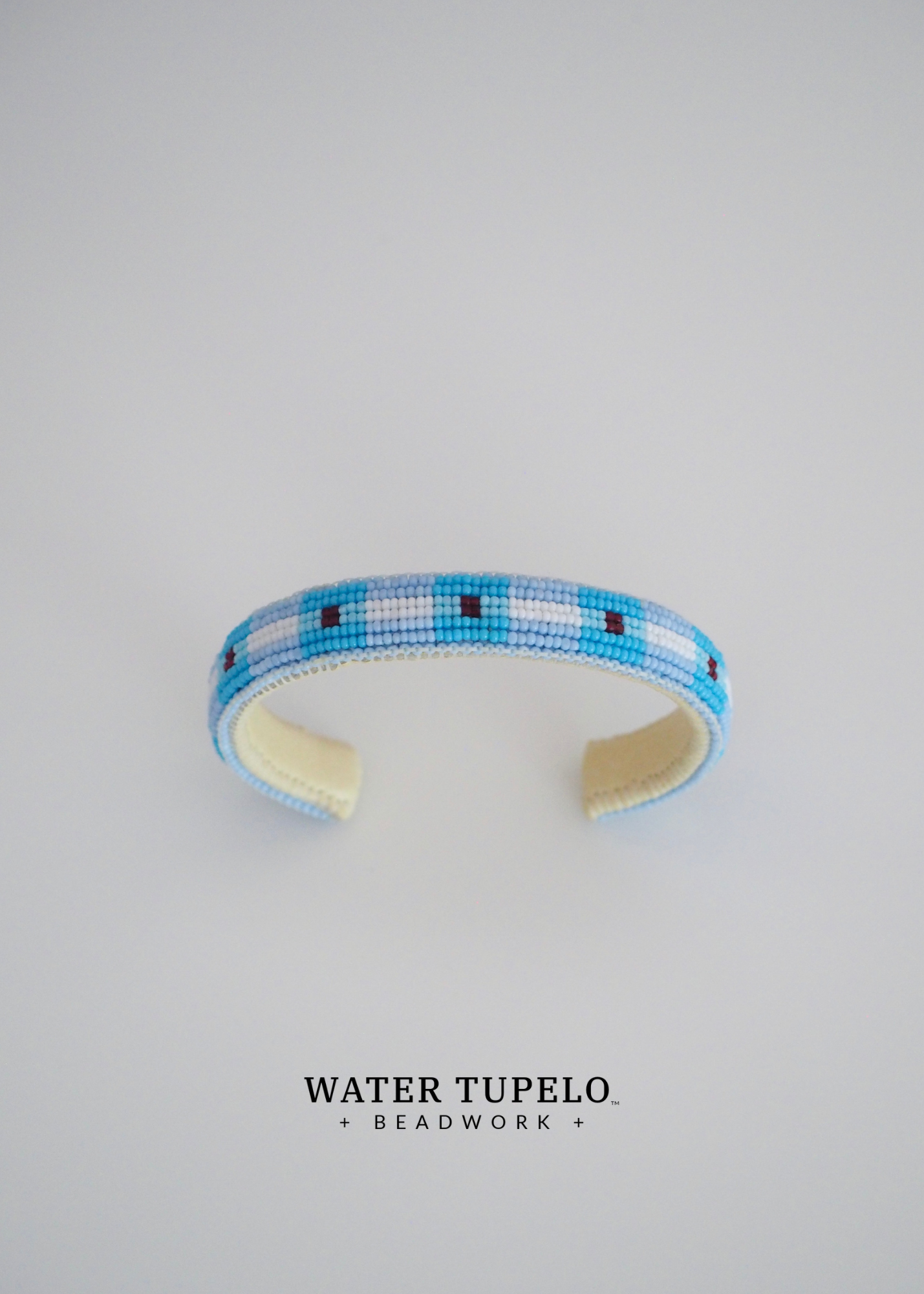 Beaded Cuff Bracelet - River Runs Through - Powder Blue & Light Blue