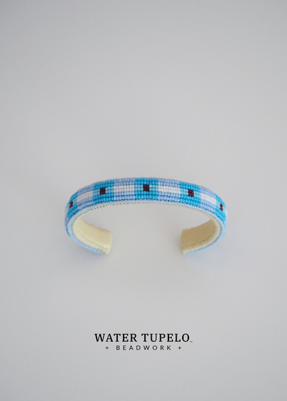 Beaded Cuff Bracelet - River Runs Through - Powder Blue & Light Blue