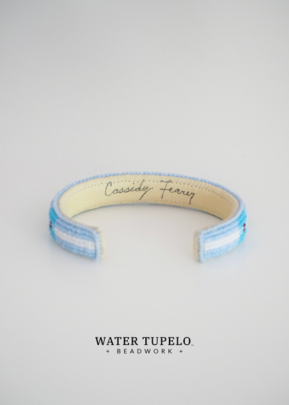 Beaded Cuff Bracelet - River Runs Through - Powder Blue & Light Blue