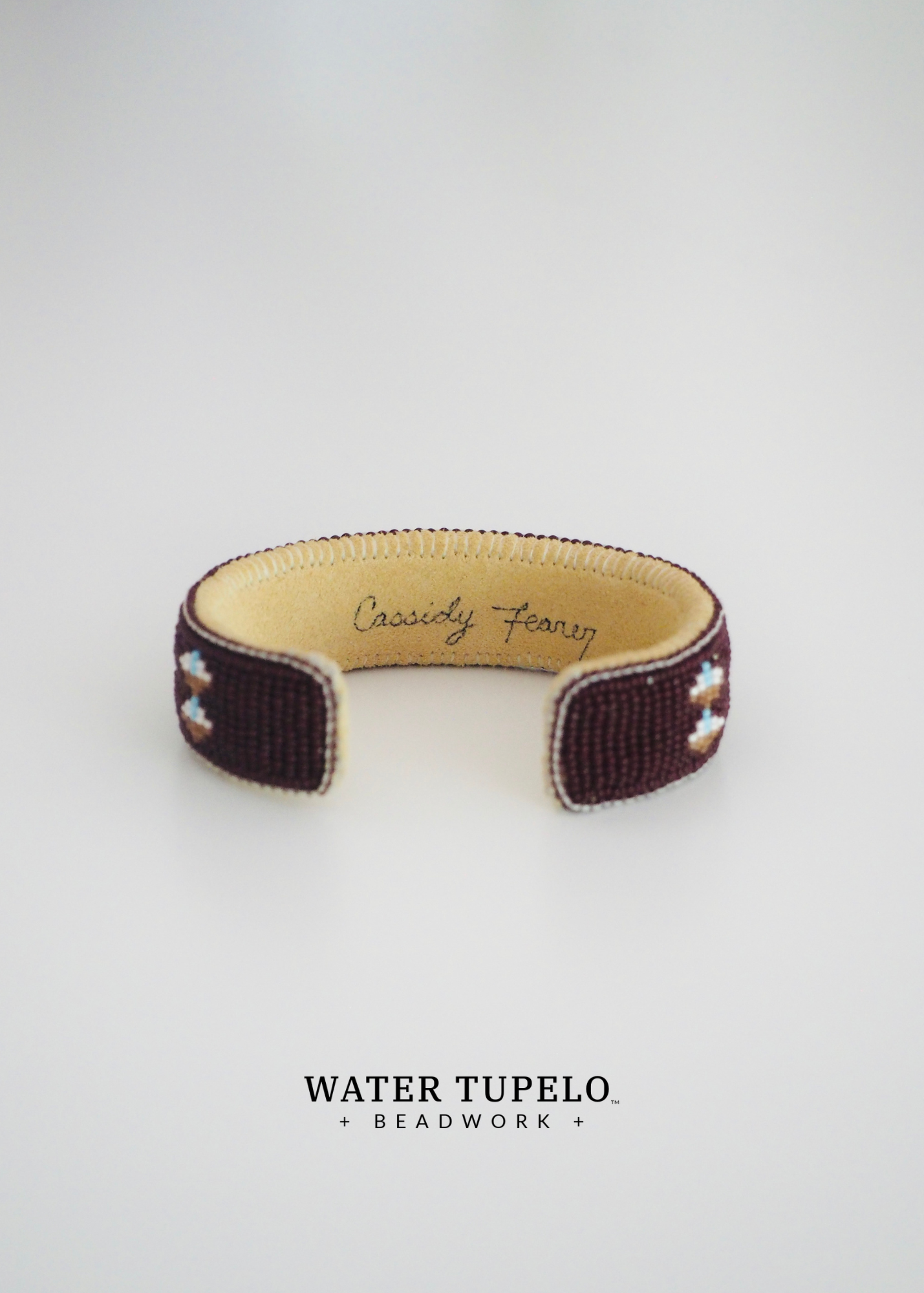 Beaded Cuff Bracelet - The Butterfly Dance - Dark Brown & Topaz