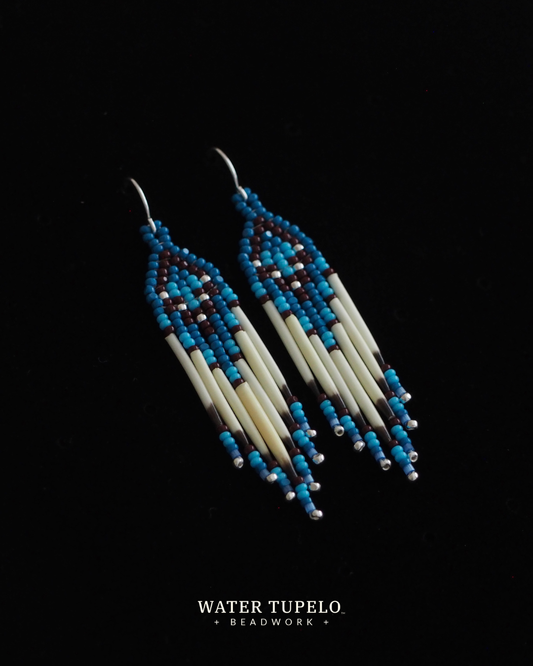 Porcupine Quill Earrings -  Denim Blue & Dark Brown