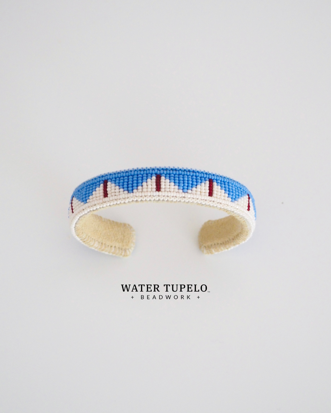 Beaded Cuff Bracelet - Mountain Home - Periwinkle & Winter White