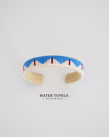 Beaded Cuff Bracelet - Mountain Home - Periwinkle & Winter White