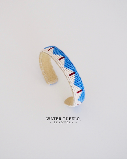 Beaded Cuff Bracelet - Mountain Home - Periwinkle & Winter White