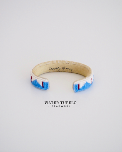 Beaded Cuff Bracelet - Mountain Home - Periwinkle & Winter White