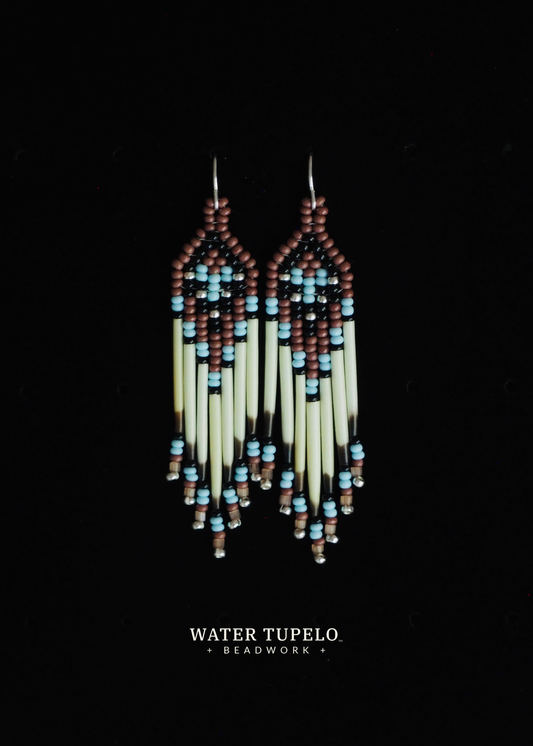 Porcupine Quill Earrings - Earth Brown & Sky Blue