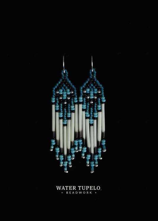 Porcupine Quill Earrings - Lined Teal & Sky Blue